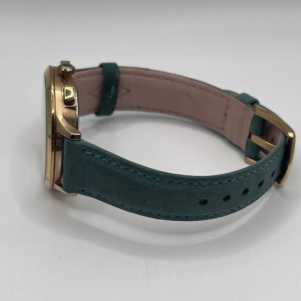 Fossil Abilene Chronograph Teal Leather‎ Strap Watch CH3089- New Battery!